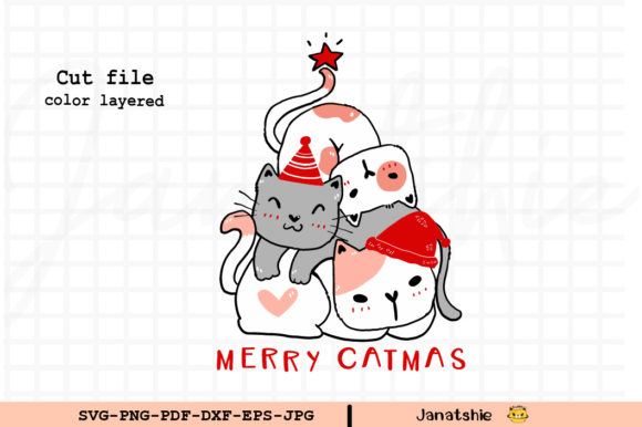 Cat Christmas Tree SVG Clip Art