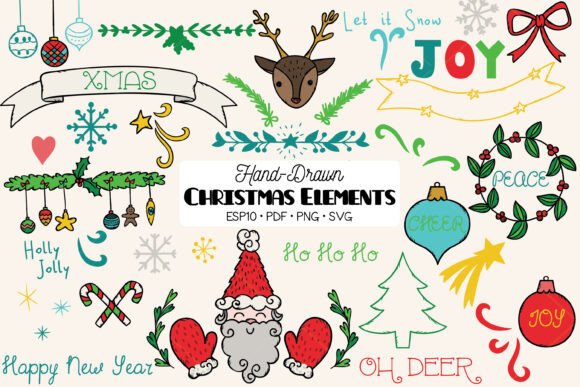 Christmas Decorative Elements Color Illustrations