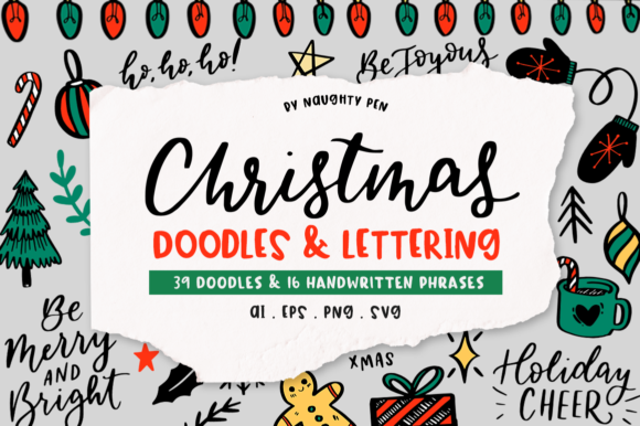 Christmas Doodles Lettering Set