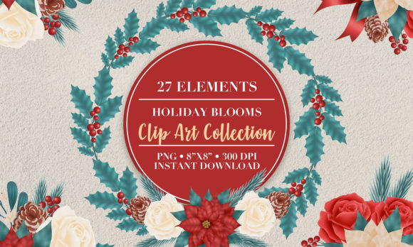 Christmas Flower Clip Art Illustrations