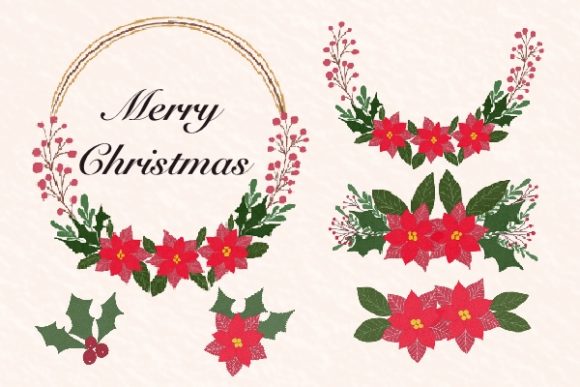 Christmas Flower Wreath, Bouquet Set
