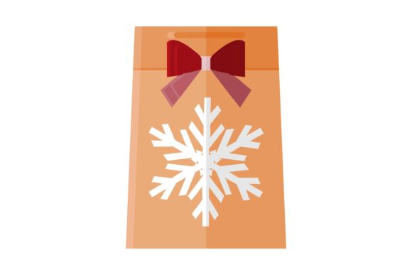 Christmas Gift Bag Decorated with Snow Illustrations