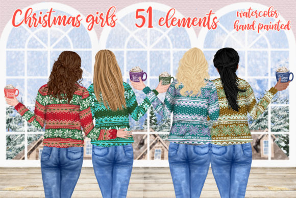 Christmas Girls Clipart Mug Design Girls