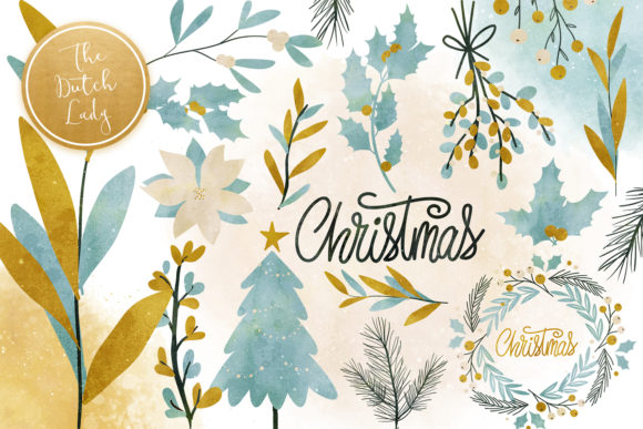Christmas Greenery Clipart Set for Seasonal Branding