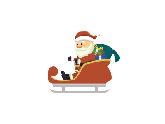 Christmas Illustration Santa in a Sleigh