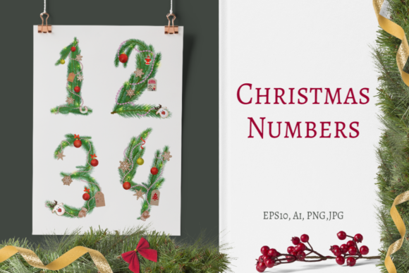 Christmas Numbers Set for Festive Design