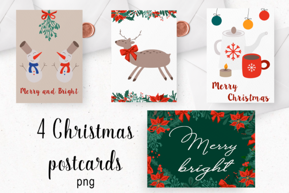 Christmas Postcard Printable Illustrations