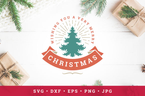 Christmas Saying Design with Tree Illustrations