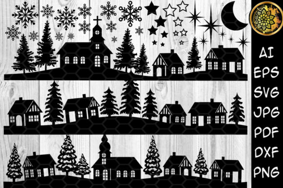 Christmas Scene Silhouette Clipart