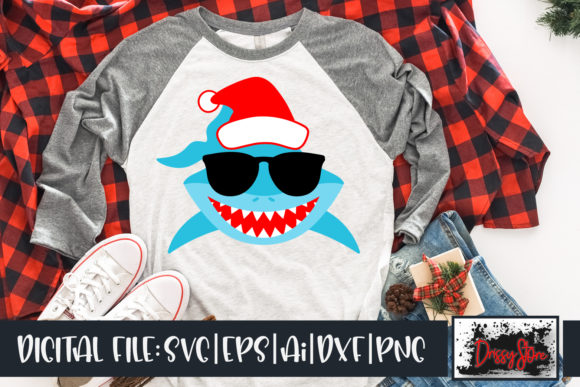 Christmas Shark with Sunglasses Illustrations