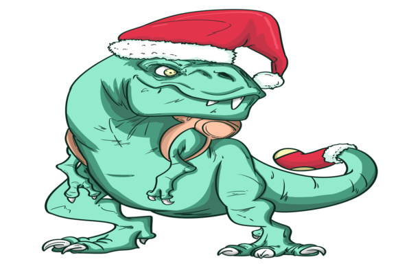 Christmas T-Rex Santa Dino Illustrations