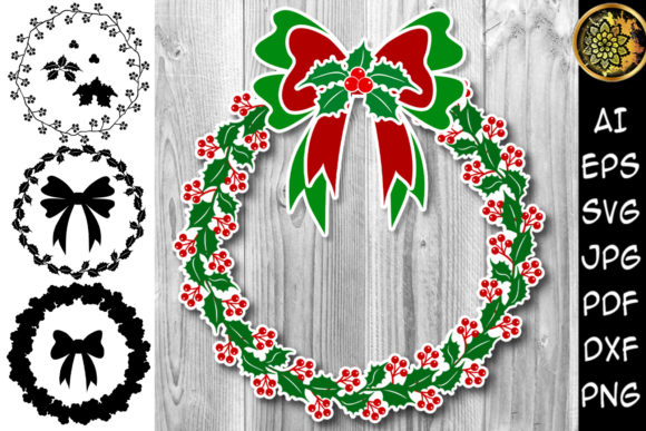 Christmas Wreath with Base Layers Illustrations