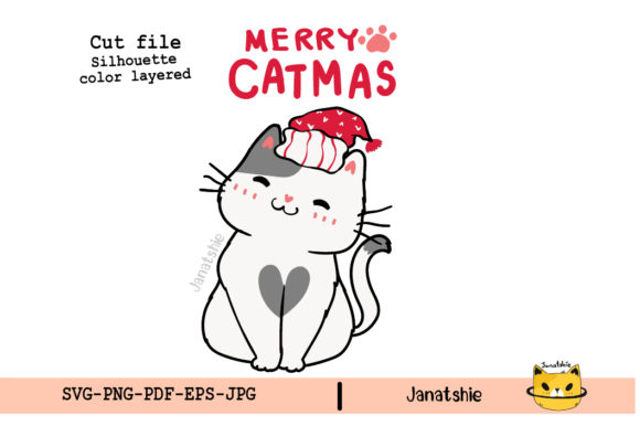 Cute Christmas Cat Clipart for Illustrations