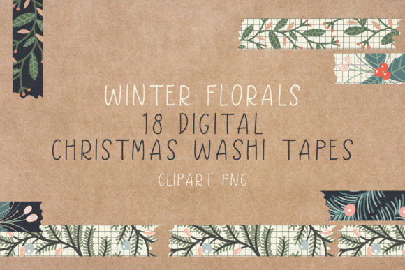 Digital Christmas Washi Tapes - Clipart
