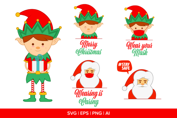 Elf, Santa, Christmas Bundle Illustrations