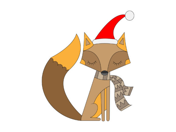 Funny Fox Picture Christmas Hats Illustrations