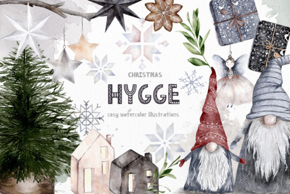 Hygge Christmas Watercolor Illustrations