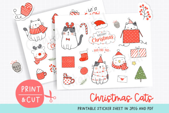 Printable Sticker Christmas Illustrations