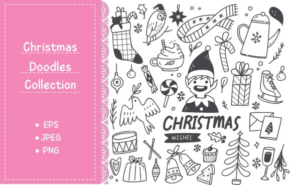 Set of Christmas Design Element Doodle