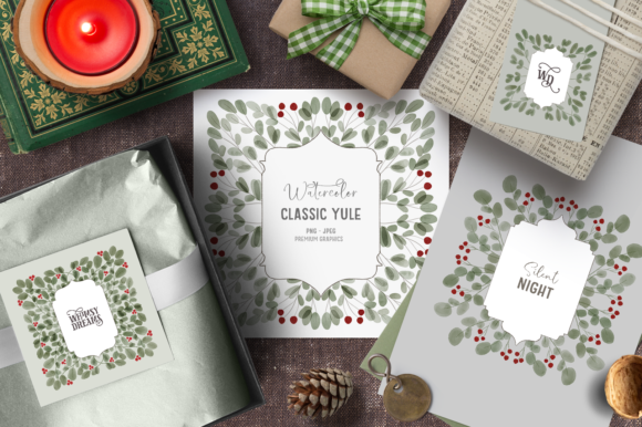 Vintage Christmas Clipart Frames Yule Illustrations