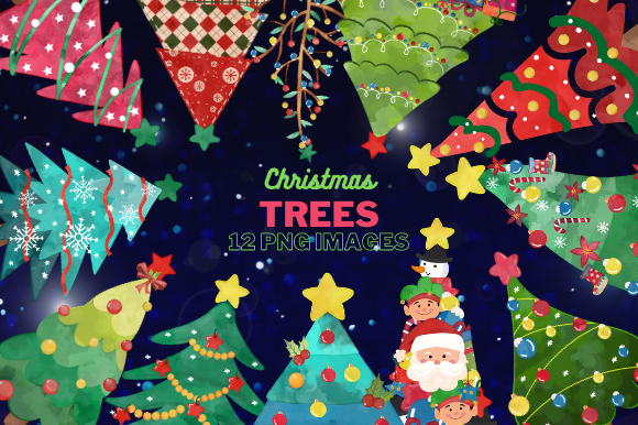 Watercolor Christmas Tree Clipart