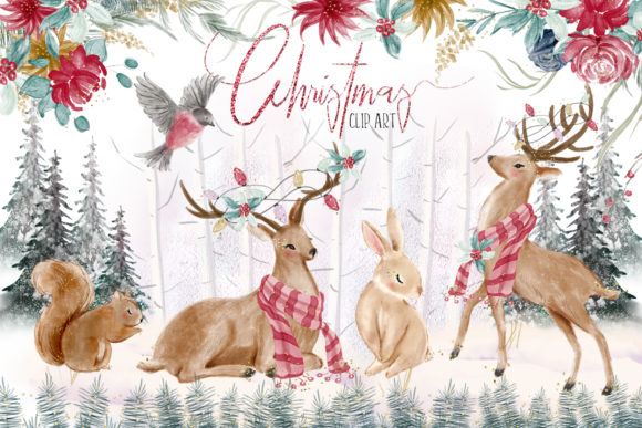 Woodland Christmas Illustrations for Local Business Branding